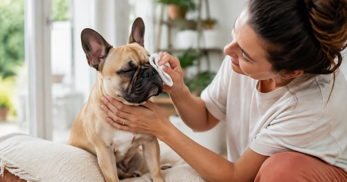 Écoulement oculaire chez le bouledogue français